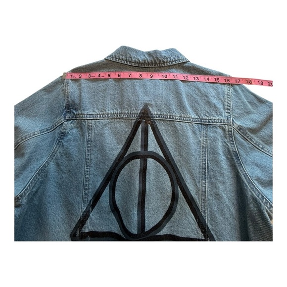 Harry Potter Deathly Hallows Girls Crop Denim Jacket - Size XL - Picture 13 of 16